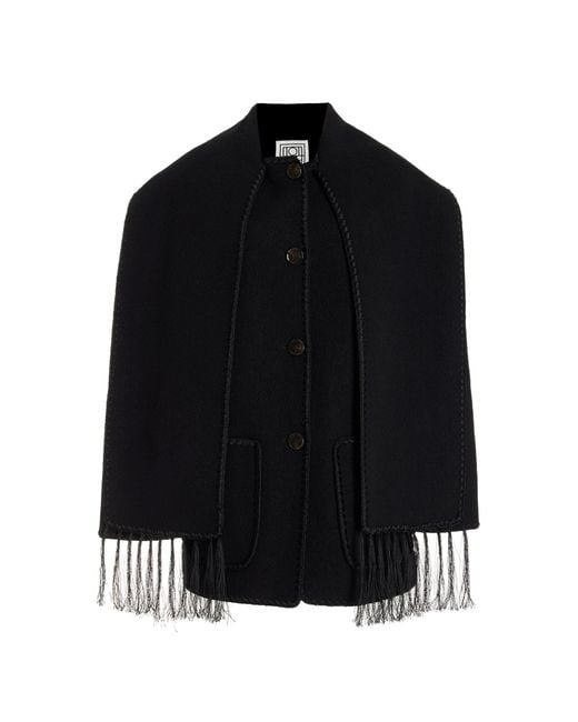 Totême Black Embroidered Scarf Wool Jacket
