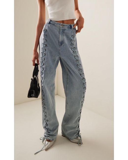 ROTATE BIRGER CHRISTENSEN Lace-up Denim Pants in Blue | Lyst