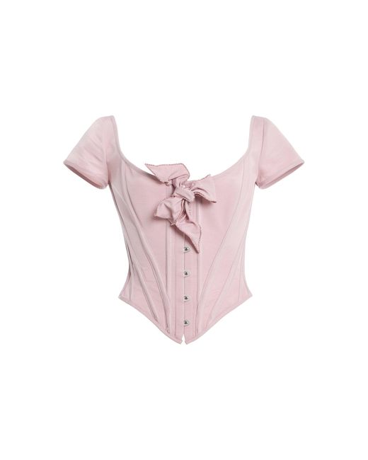 Wiederhoeft Pink Venus Bow-Detailed Bengaline Corset