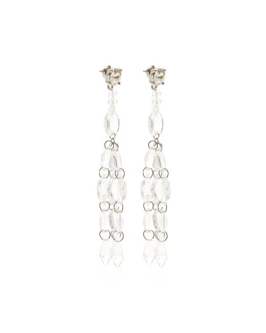 Oscar de la Renta White Chandelier Crystal Drop Earrings