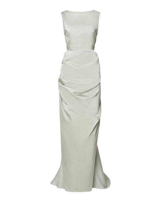 Dries Van Noten White Danama Draped Crepe Gown