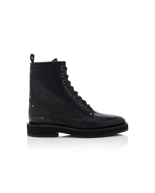 Golden Goose Deluxe Brand Black Combat Leather Ankle Boots