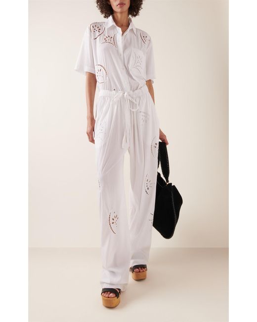 Isabel Marant White Hectorina Eyelet-embroidered Poplin Wide-leg Pants