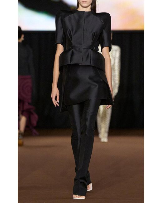 Mugler Black Asymmetric Mikado Mini Skirt