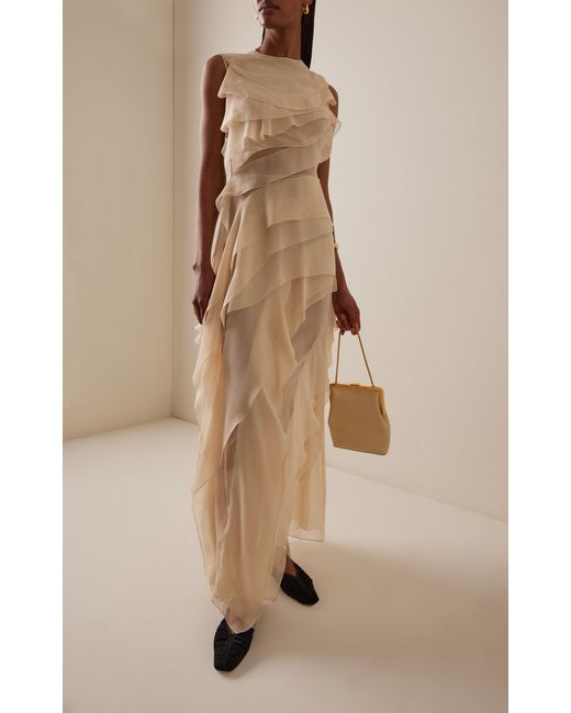 Altuzarra Natural Gigi Ruffled Silk Maxi Dress