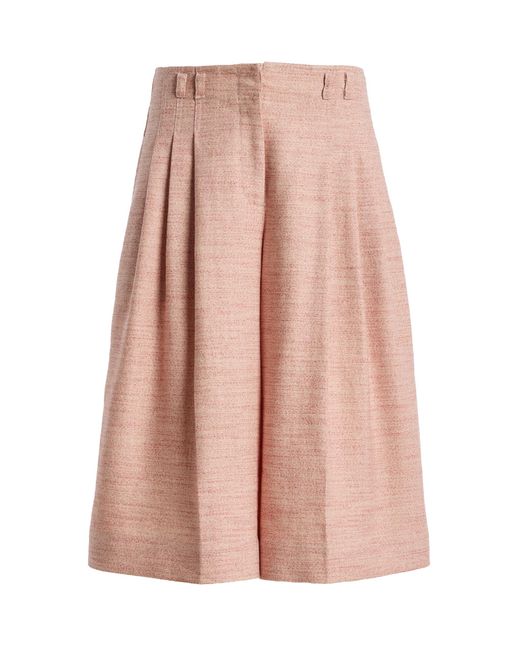 Ulla Johnson Pink Amandine Cotton-Linen Pleated Culottes