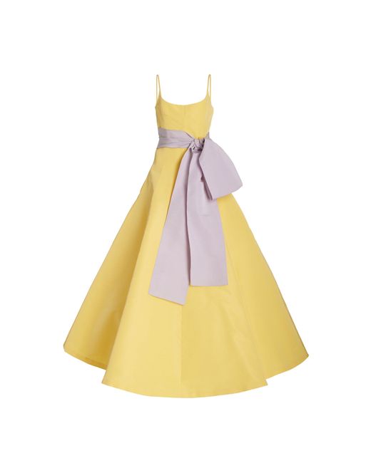 Carolina Herrera Yellow Sash-detailed Silk Ball Gown