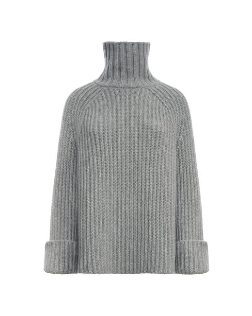 Malo Gray Ribbed Raglan Cashmere Turtleneck