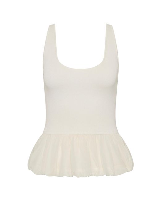 St. Agni White Balloon Ballet Silk Top