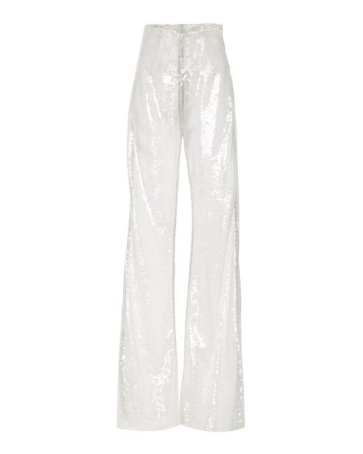 16Arlington White High Waisted Sequin Flared Trousers