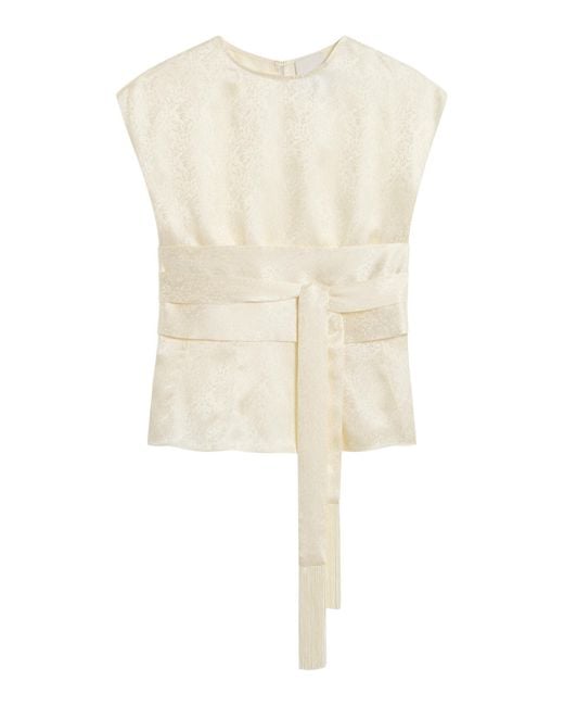 Posse Natural Marcella Tie-Detail Silk-Blend Top