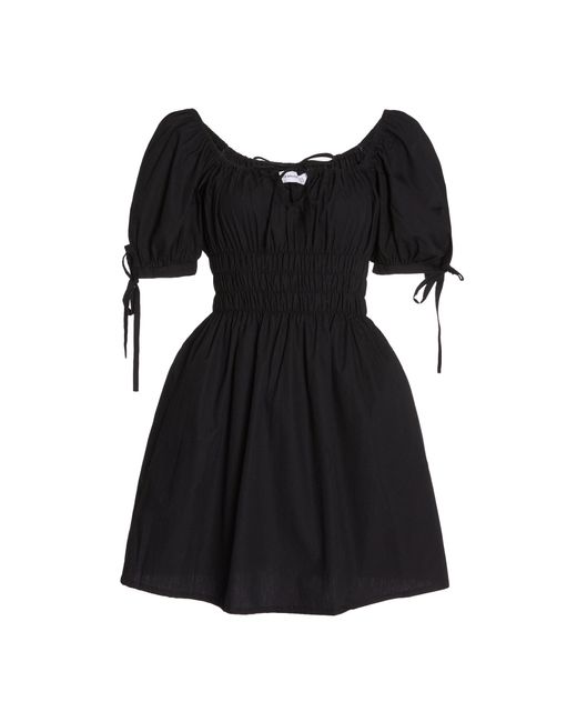 Faithfull The Brand Black Kanika Smocked Cotton Mini Dress