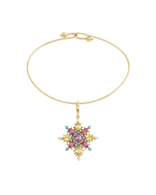 Jenna Blake White Victorian Flower 18K-Stone Necklace