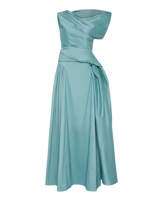 Rachel Gilbert Blue Banks One-Shoulder Gown