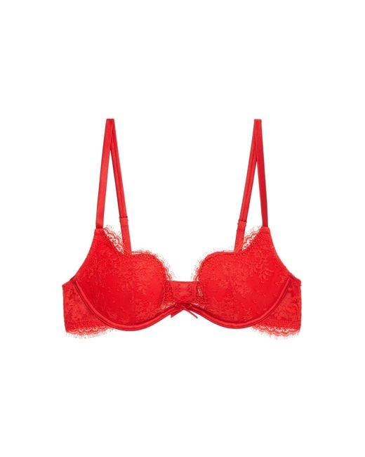 Fleur du Mal Red Seduce Lace U-Plunge Bra