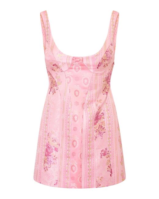 LoveShackFancy Pink Coravyn Brocade Mini Dress