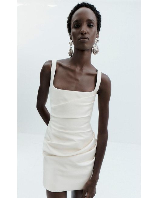 De La Vali White Vera Corseted Mini Dress