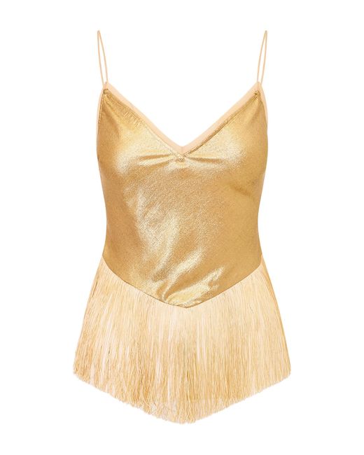 LoveShackFancy Natural Safina Fringed Top