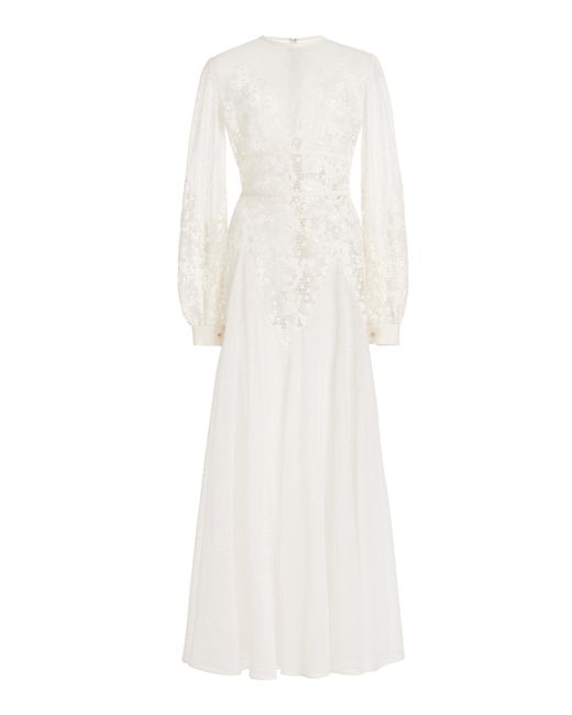 Elie Saab White Macrame Midi Dress