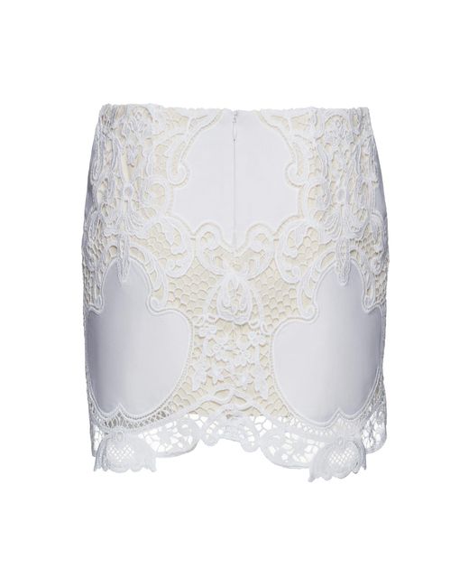 Magda Butrym White Embroidered Cotton Lace Mini Skirt