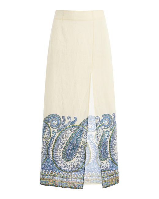 BOTEH White Arcadia Paisley Maxi Skirt W Split