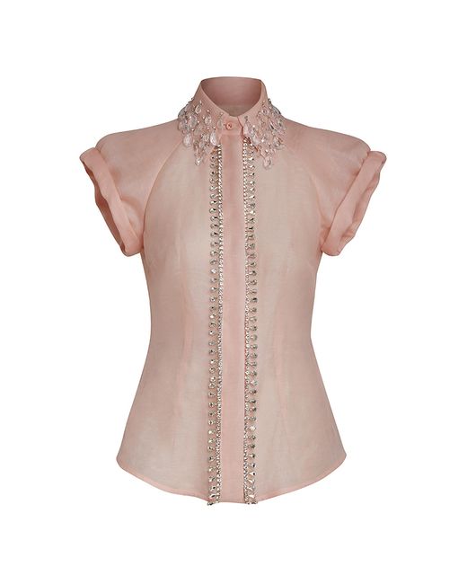 Zimmermann Pink Matchmaker Diamante Linen-silk Blouse for men