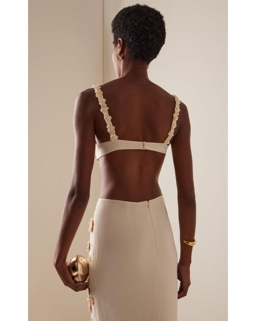 Alexis Natural Remi Raffia-Detailed Woven Bra Top