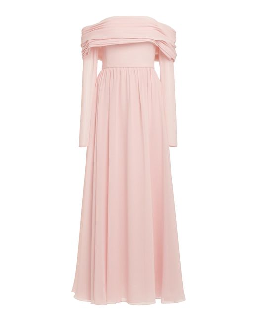 Giambattista Valli Pink Georgette Off-the-shoulder Midi Dress