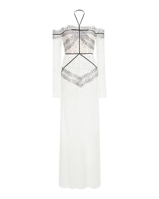 Giambattista Valli White Off-the-shoulder Lace Paisley Maxi Dress