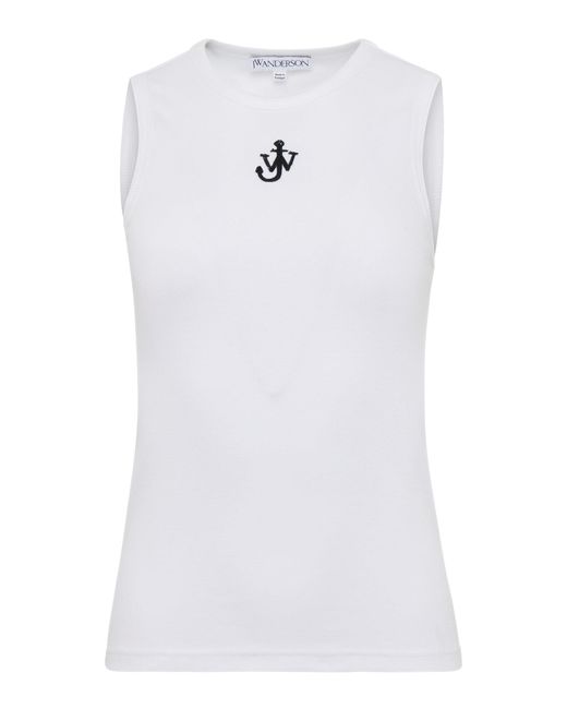 J.W. Anderson White Anchor-embroidered Cotton Vest