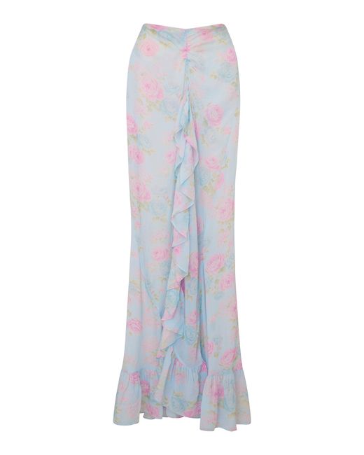 LoveShackFancy White Ilya Chiffon Maxi Skirt