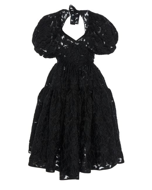 CECILIE BAHNSEN Black Ammi Puff Sleeve Dress