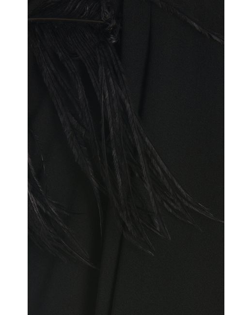 16Arlington Black Mirai Feather-trimmed Crepe Gown