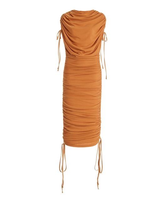 ANDREA IYAMAH Orange Ratu Ruched Midi Dress