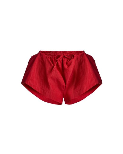 Christopher Esber Red Moire Cotton-Blend Mini Shorts