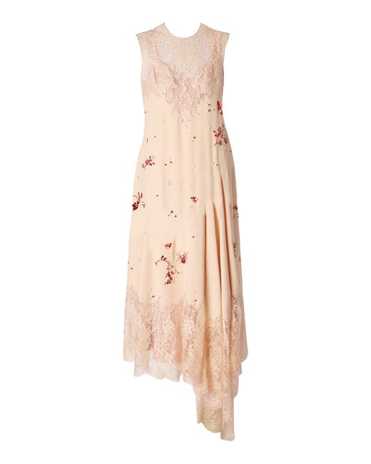 Erdem Natural Embroidered Lace Cady Combo Midi Dress