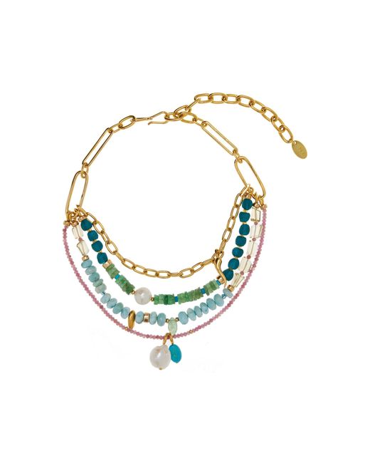 Lizzie Fortunato Blue Vizcaya Beaded Gold-plated Chain Necklace