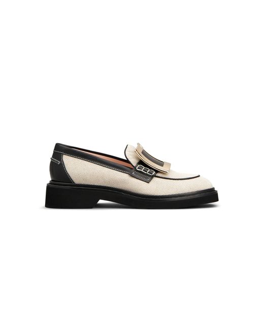Roger Vivier Black Viv' Rangers Leather-Trimmed Loafers