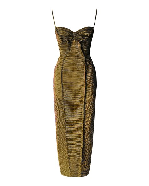 gold metallic knit midi dress Mermaid Gold Bridesmaid Dresses Off The Shoulder – TANYA BRIDAL main image 0
