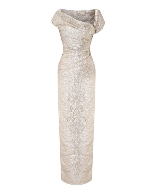 Marmar Halim White Asymmetric Maxi Dress