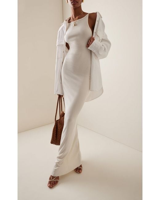 ÉTERNE White Iris Stretch Cotton-Modal Maxi Dress