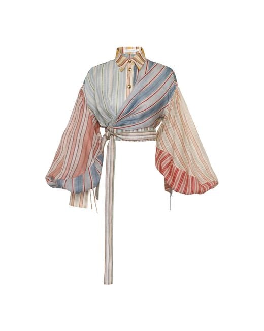 Zimmermann Multicolor Rebellion Striped Linen-Silk Top