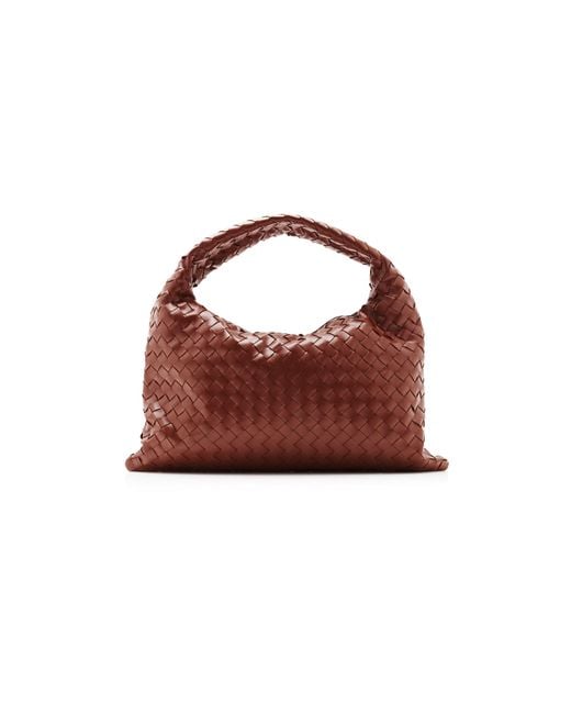 Bottega Veneta Red Small Hop Intrecciato Leather Bag
