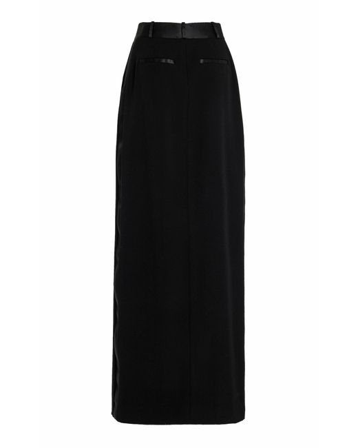 Jonathan Simkhai Black Clarisse Satin Combo Overlap Maxi Skirt