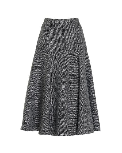 Michael Kors Gray Twill Wool Jacquard Skirt
