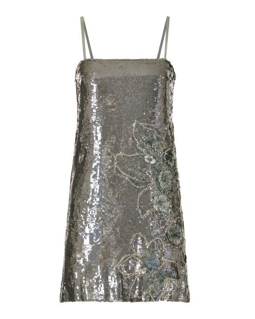 Francesca Miranda Gray Moonrise Sequins Mini Dress