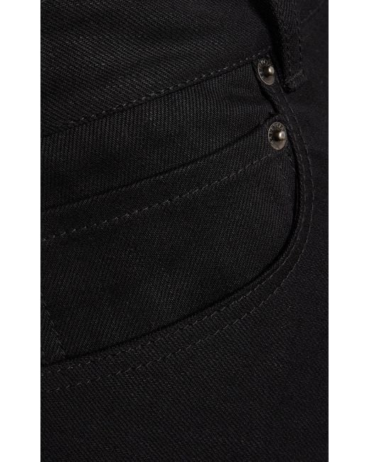 Balenciaga Black Flared Waxed Denim Midi Skirt