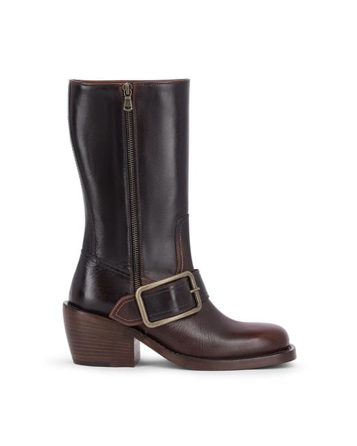 Dries Van Noten Brown Buckled Leather Boots