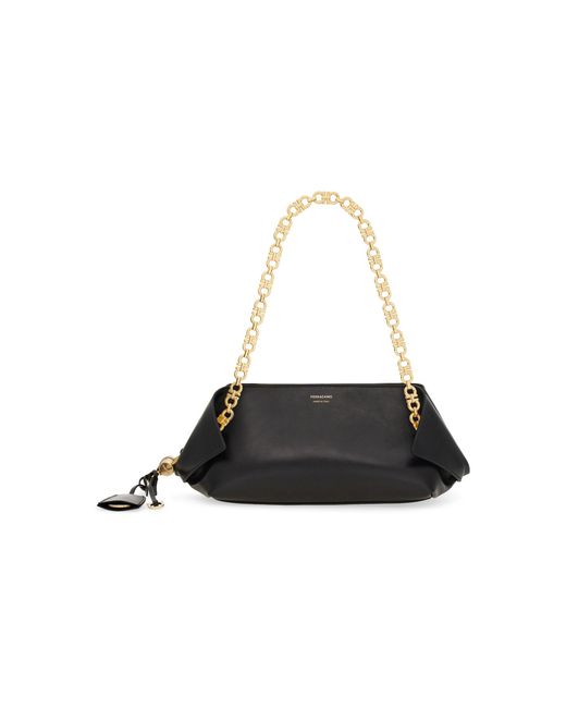 Ferragamo Black Scarf Chain Leather Shoulder Bag