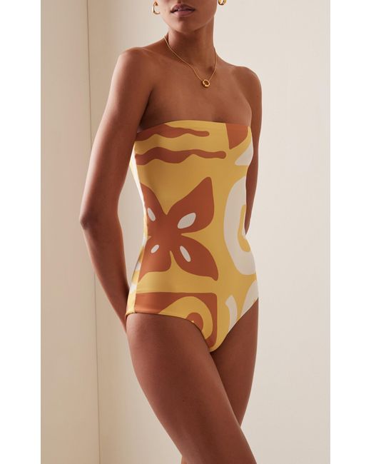 Cala De La Cruz Yellow Exclusive Alison Strapless One-piece Swimsuit